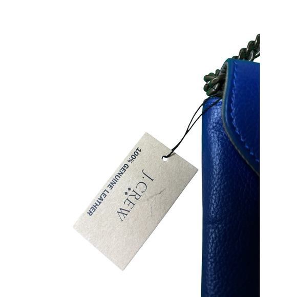J Crew Purse Leather Envelope Clutch Chain Strap Blue Turquoise NWT - Picture 2 of 7